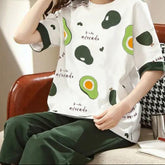 green half sleeves printed design night suit fabric cotton jarsy
