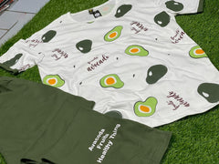 green half sleeves printed design night suit fabric cotton jarsy