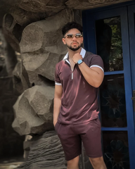 Article **name Contrast colar Zipper Short Suit