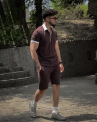 Article **name Contrast colar Zipper Short Suit