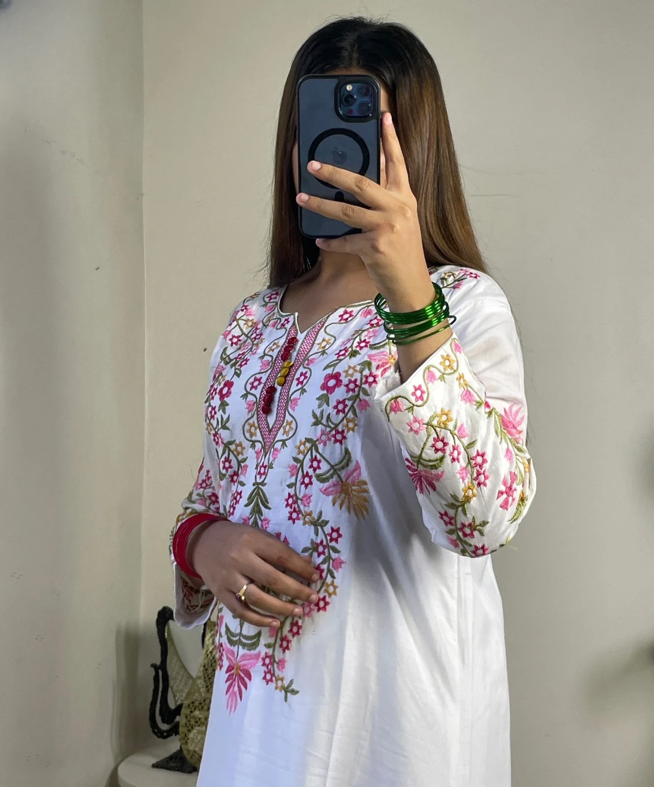 Long Embroidery shirt and flyper 2pc suit