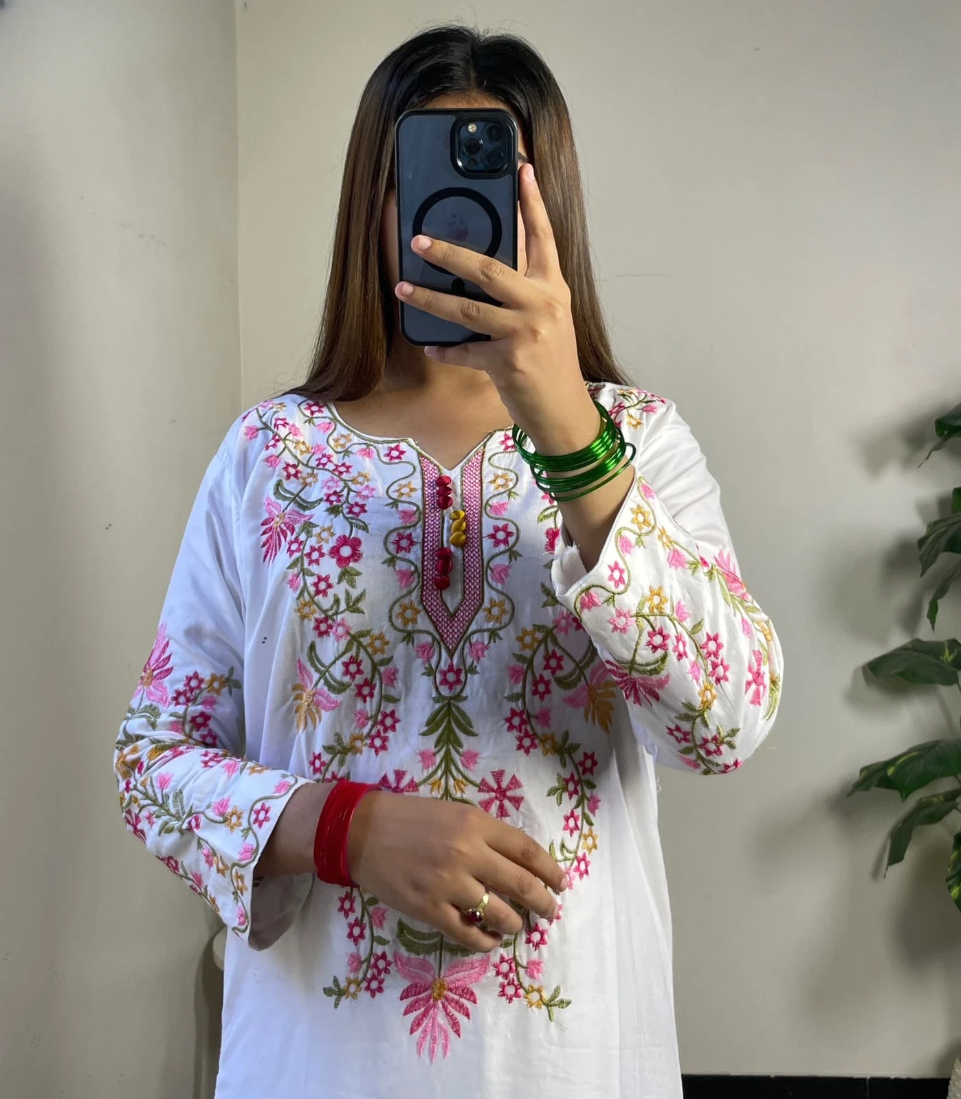 Long Embroidery shirt and flyper 2pc suit