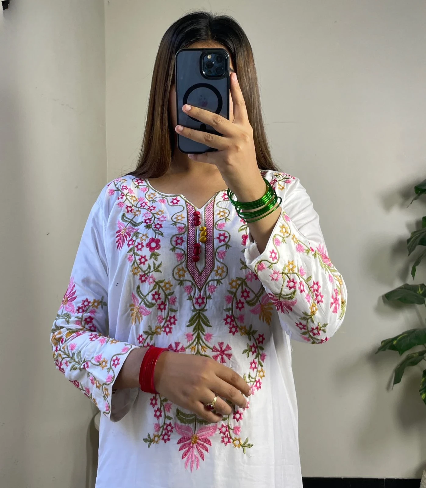 Long Embroidery shirt and flyper 2pc suit