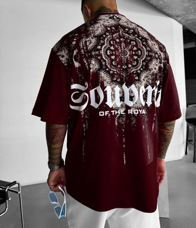AJRAK PRINTED DROP SHOULDER T-SHIRT